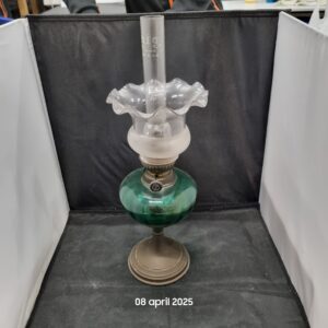 Vintage Olielamp met Groen Glas
