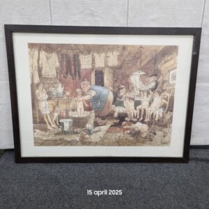 Humoristische kunstdruk “Gezinsleven” – getekend door Vanders (1979)