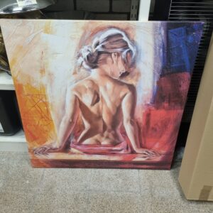 Uniek schilderij – Badende vrouw in warme kleuren