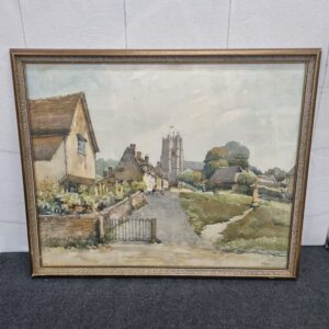 Aquarel: Dorpsgezicht met Kerk