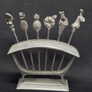 11924 Verzilverde Cocktailprikkers in Houder